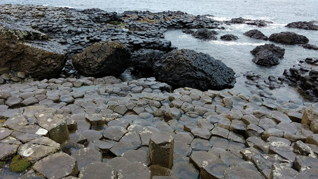 3/11 Basalt blocks and the Giant's Marbles, fragmented and irregular because of faster cooling