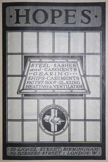 Henry Hope and Sons Ltd, metal window manufacturer used by Mackintosh on various projects