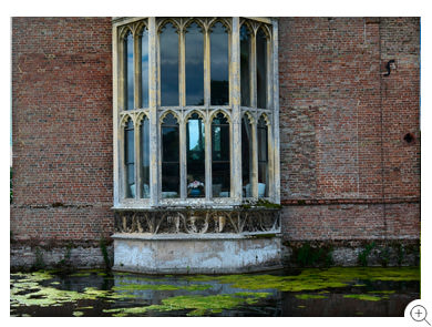 6/20 Detail of the east façade of Oxburgh Hall, a Gothic bay window from the 1830s