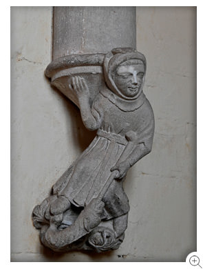 1/7 Corbel supporting stone vault ceiling above the Chapter House steps at Wells Cathedral